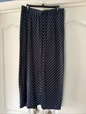 LOFT Striped Navy and Charcoal Maxi Skirt - Women